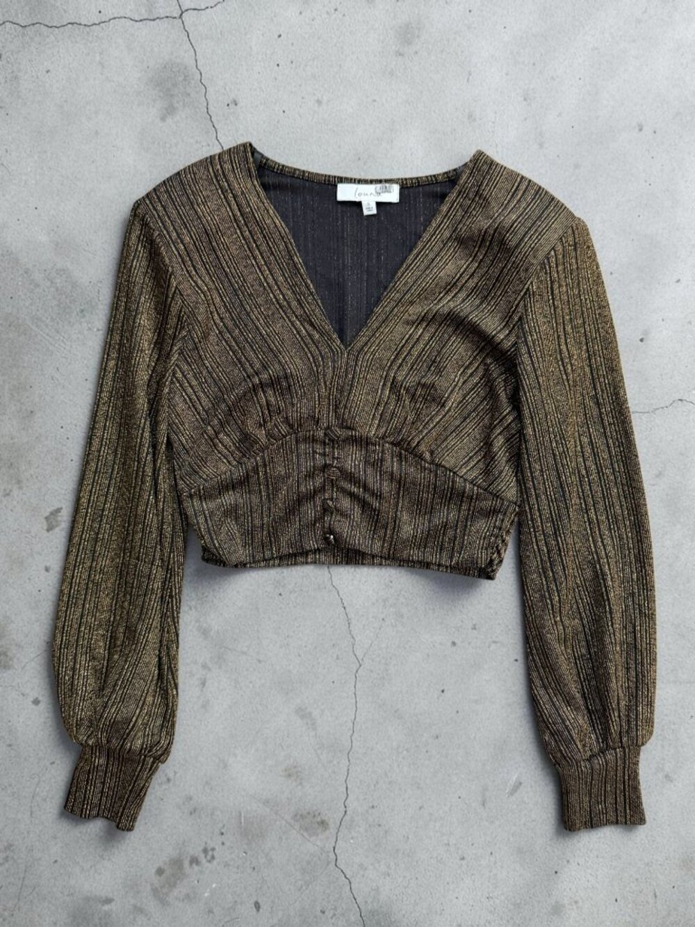 LOUNA Copper Bronze Long Sleeve Crop Top Size Small